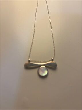 OOAK Artisan Sterling silver abstract necklace with mother of pearl